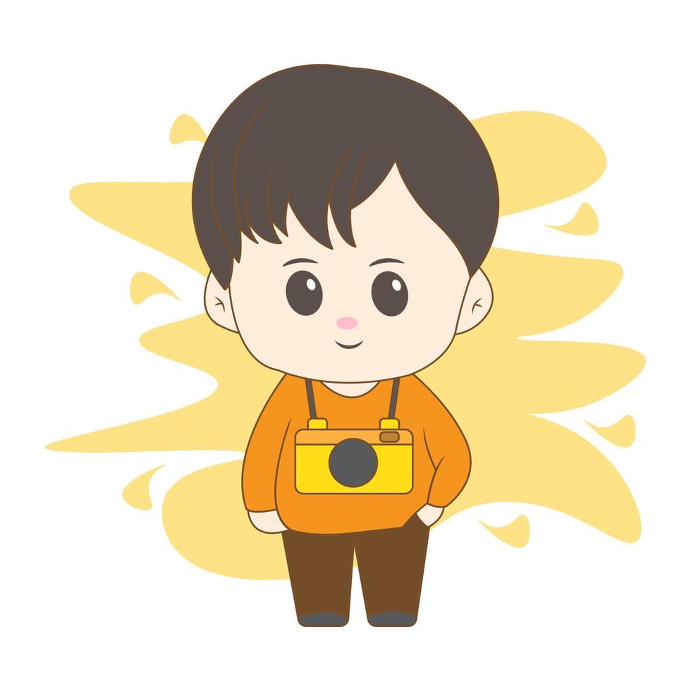 boy with his hobby with simple background vector
