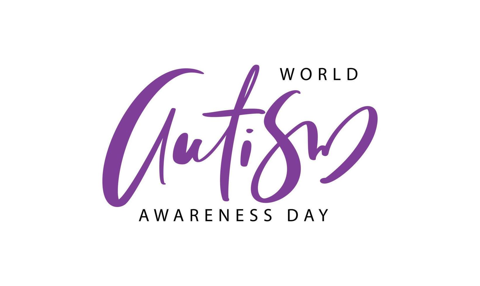 World Autism awareness day vector calligraphic logo text hand draw calligraphy lettering. For banner, poster flyer, greeting card for social media