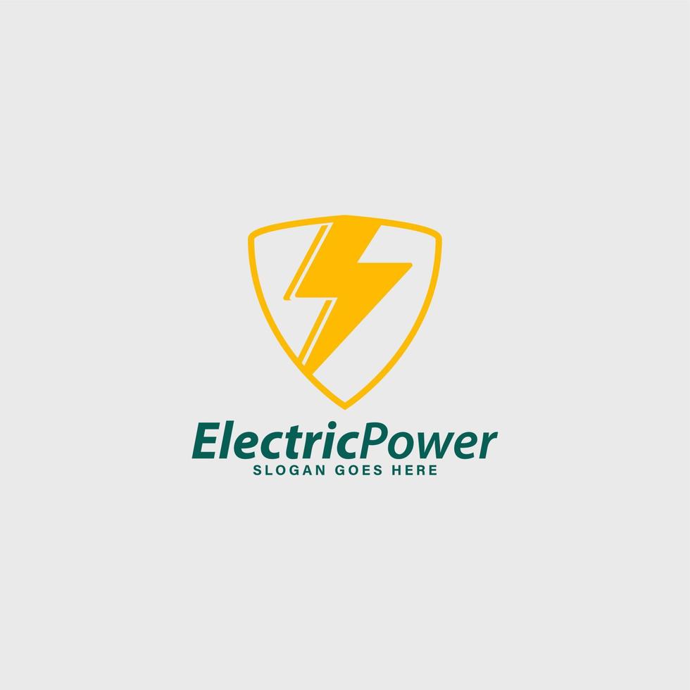 Electric power company logo with shield vector