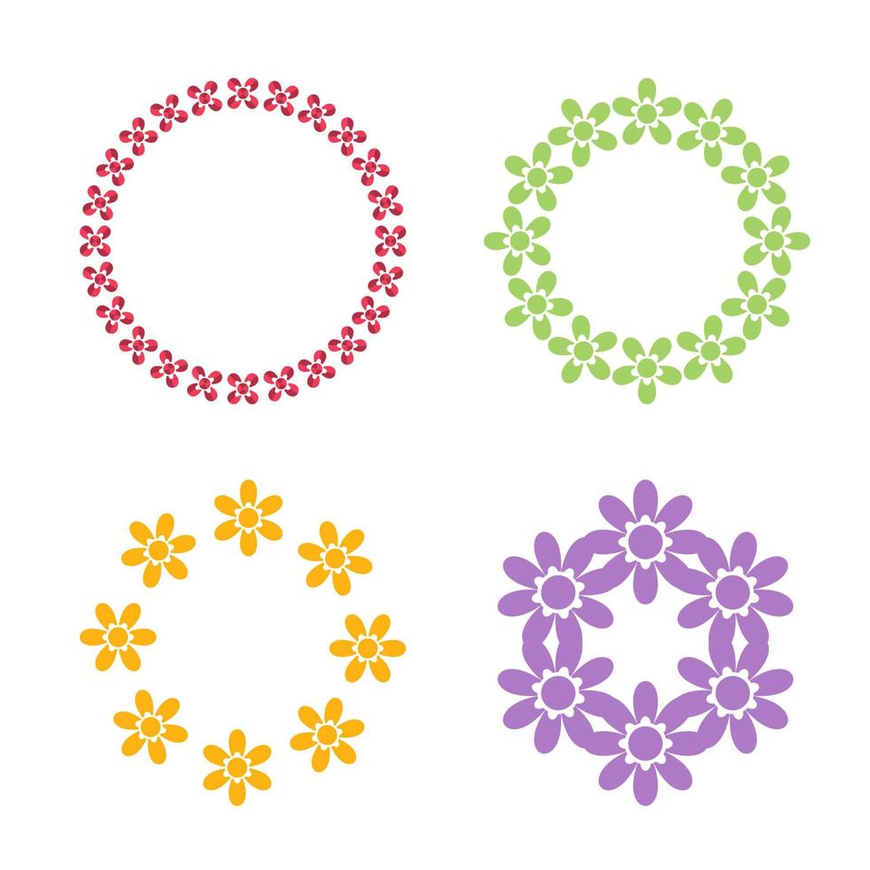 Simple Flat Circle Flower Frame Vector