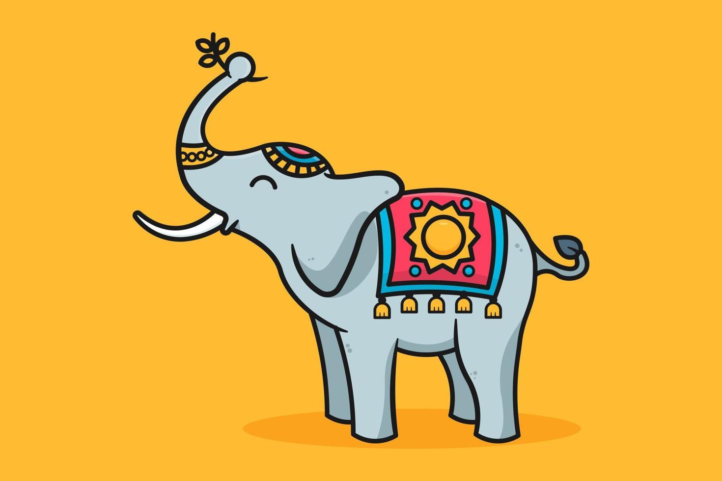 Cute Elephant with Decorative Carpet Ilustration vector