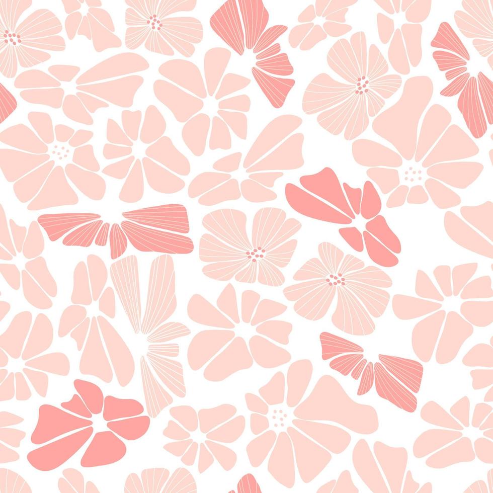 Retro floral seamless pattern with groovy flowers vector