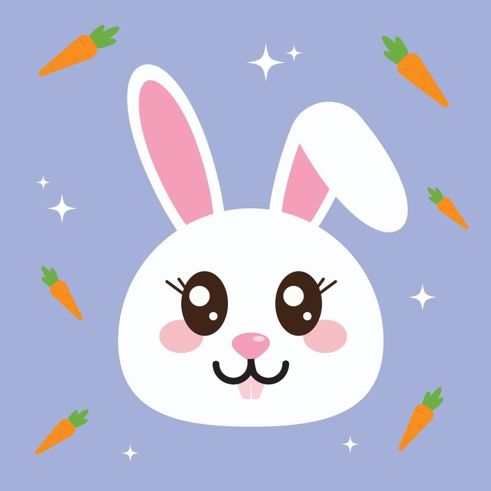 Bunny Easter day with carrot and sparkle star, adorable bunny vector