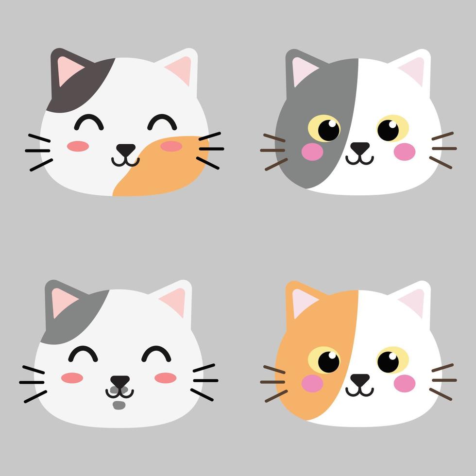 vector de gato cabeza, adorable gato cabeza