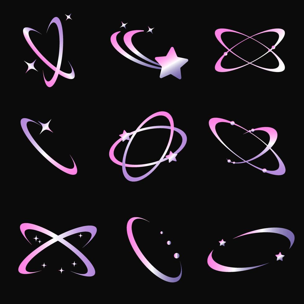 Gradient Y2K element sparkle star on black background vector