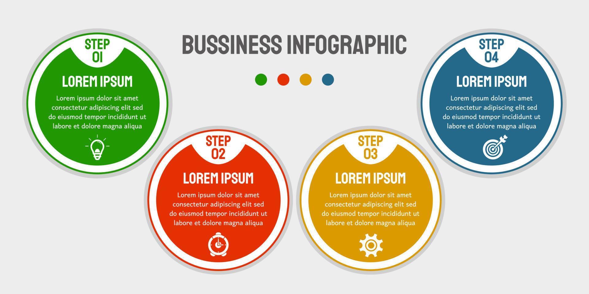Vector business infographic design with icons and 4 options or steps. Used for presentations, workflow layout, banner, flowchart.
