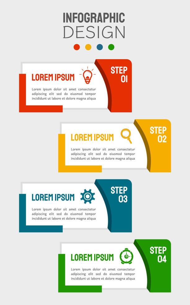 vector negocio infografía diseño con íconos y 4 4 opciones o pasos. usado para presentaciones, flujo de trabajo disposición, bandera, diagrama de flujo