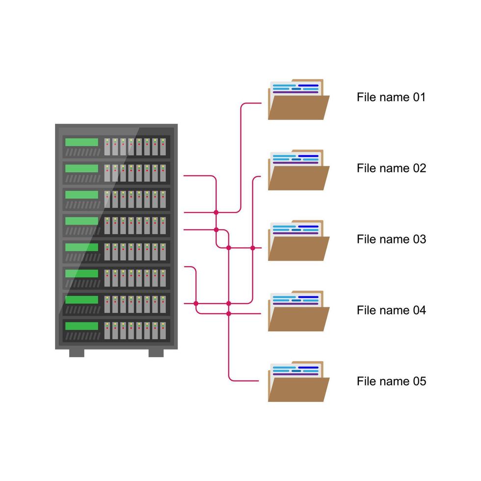 vector sencillo plano diseño estilo de base de datos archivo y carpeta, privado información acceso, intimidad compartir secreto datos, en línea Internet cliente Servicio concepto blanco antecedentes