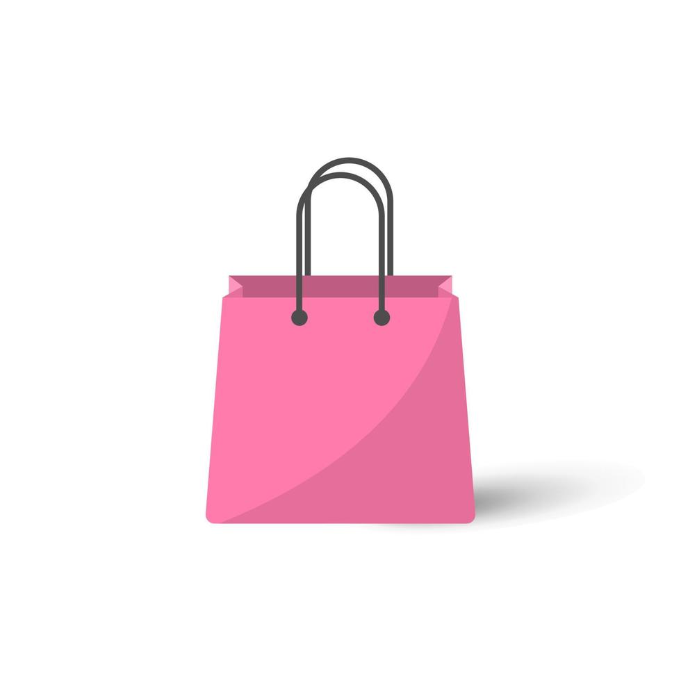 Simple flat design of pink color bag small shadow, store and shop bag for contain retail, marketing and big promotion season concept white background, 4000x4000 pixel of artboard vector