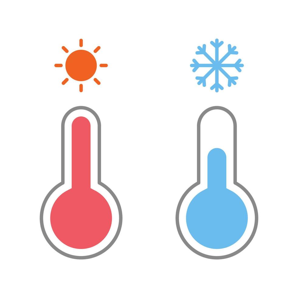 plano ilustración de caliente y frío temperatura termómetros vector