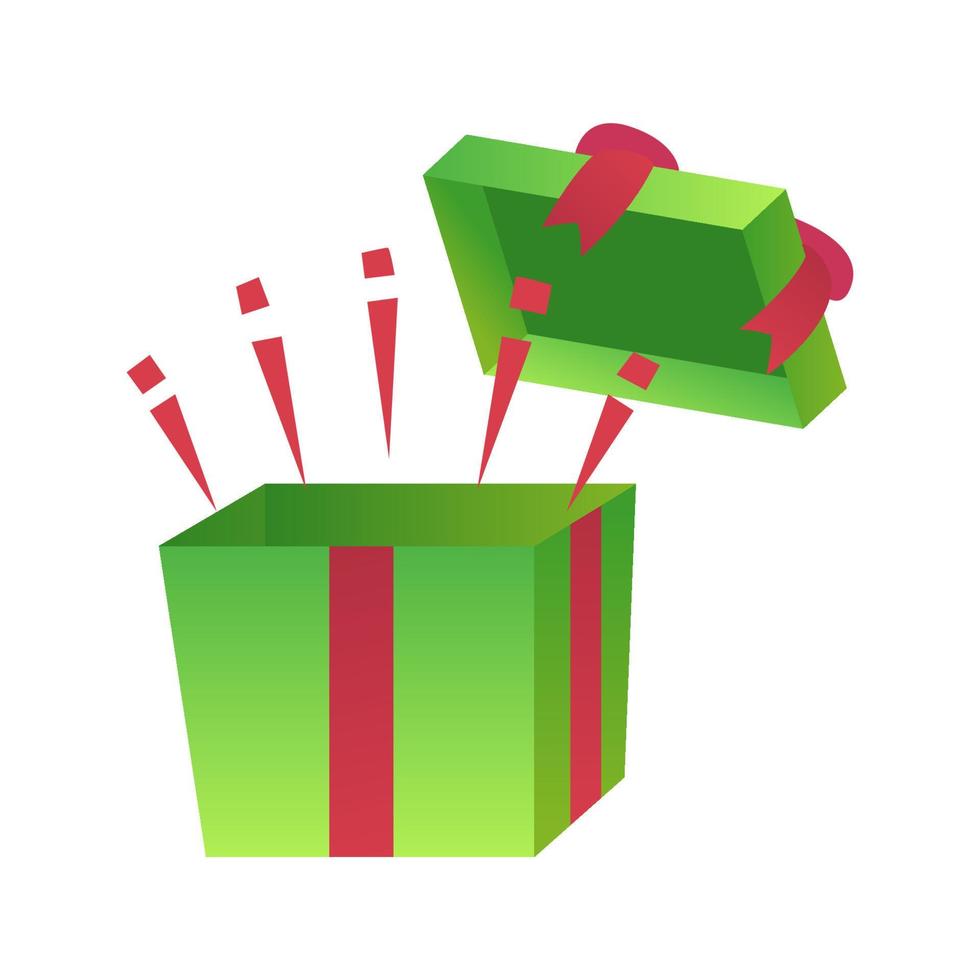 sorpresa verde regalo caja vector ilustración