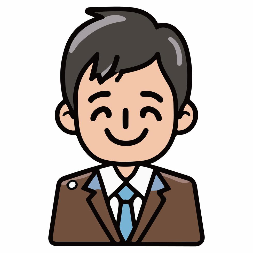 Positive face business man upper body icon vector illustration