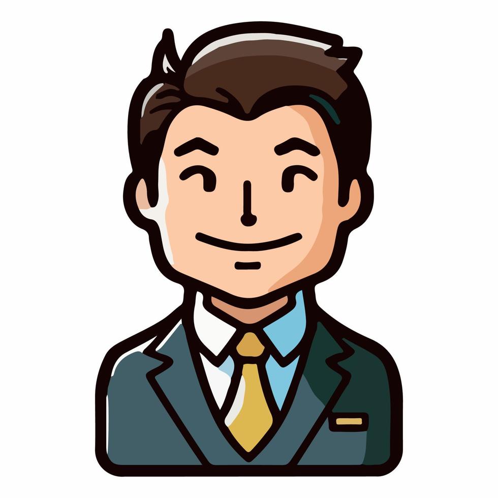 Positive face business man upper body icon vector illustration