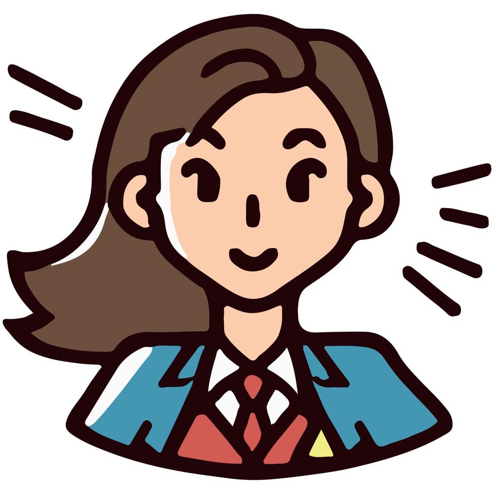 Positive face business woman upper body icon vector illustration