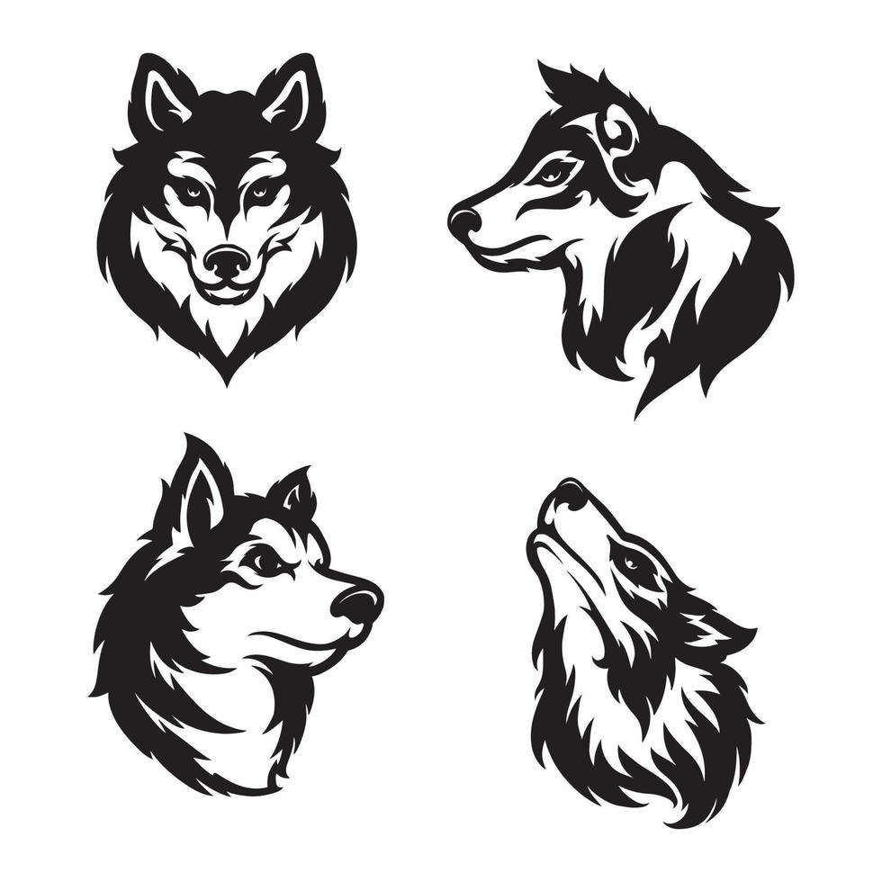 wolf leader sihoutette vector set