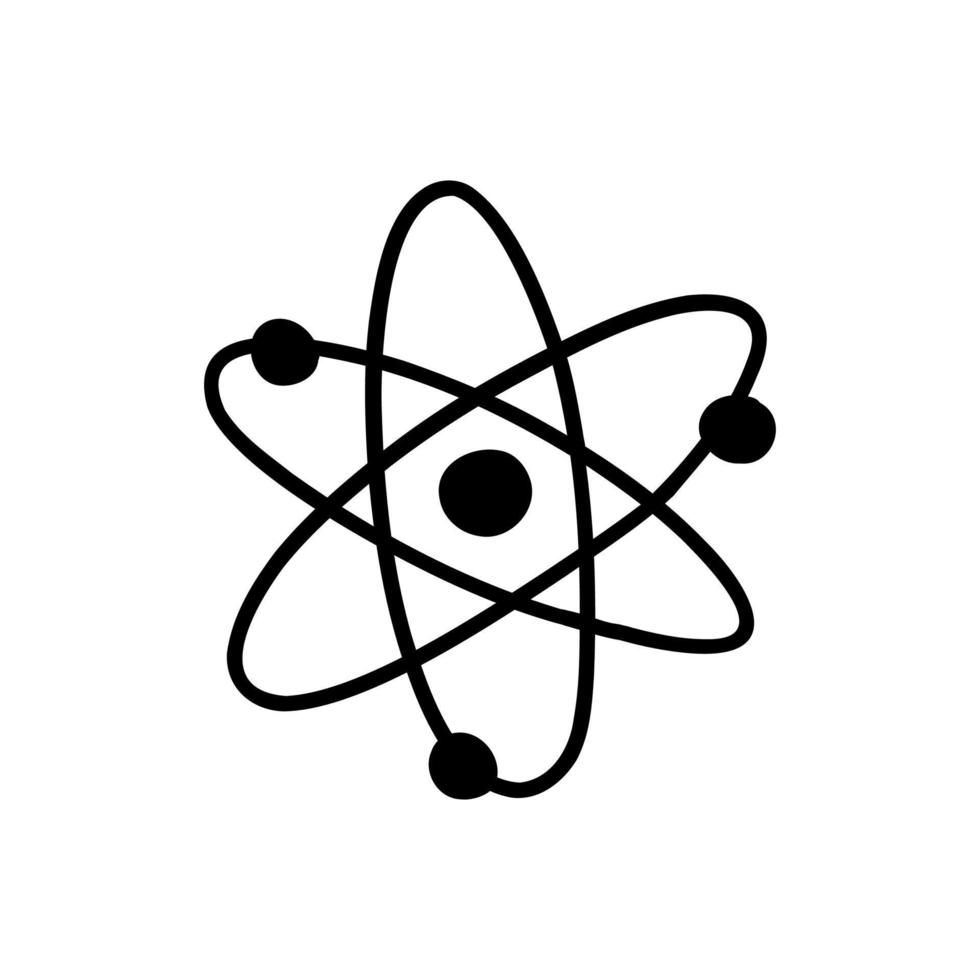 Atom symbol. Biotechnology, quantum energy. Vector doodle