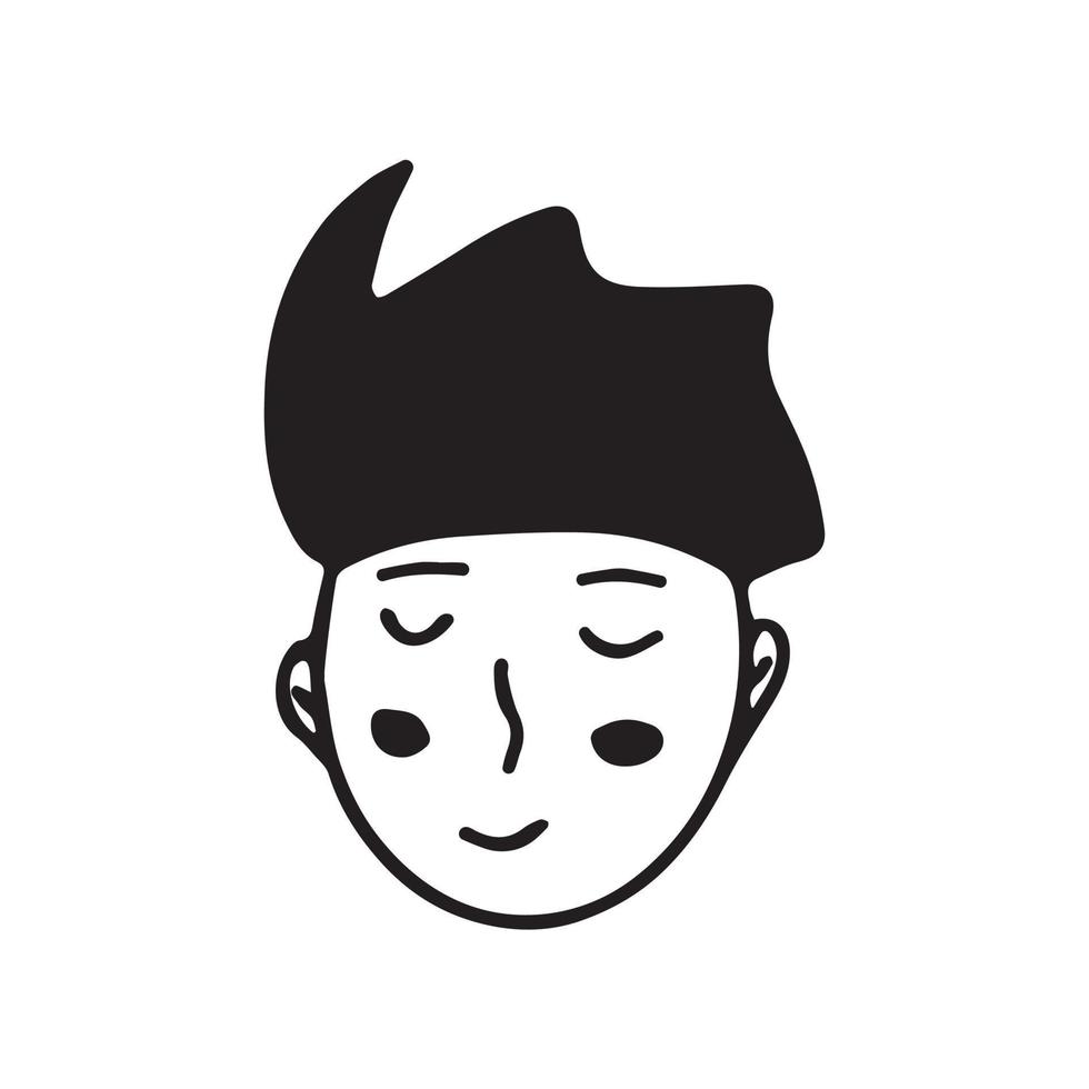 Doodle guy face. Black and white vector man