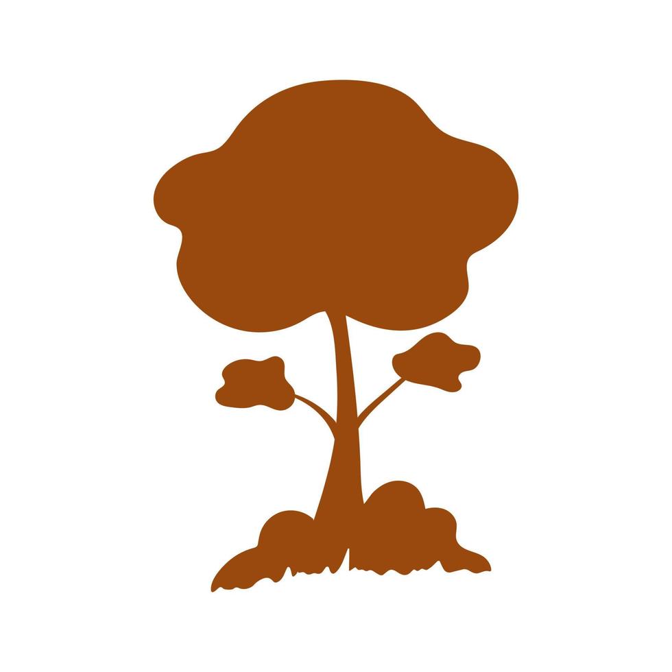 Beautiful Brown silhouette tree with bushes and grass vector