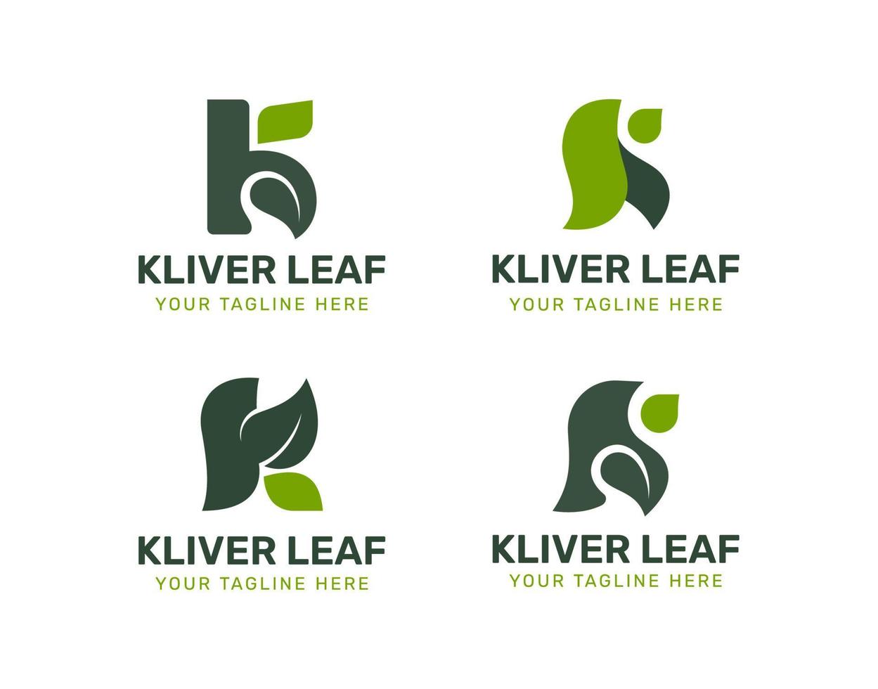 Leafy K Logo Design set 2 vector