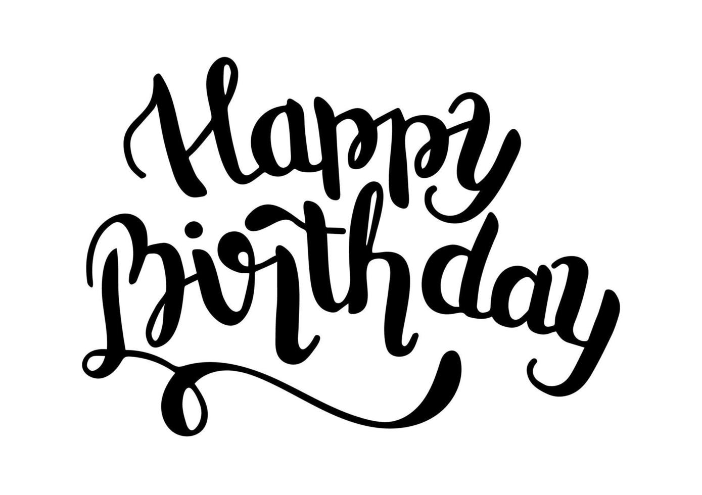 Happy Birthday, gorgeous lettering written with elegant calligraphic font or script and decorated dummy, star, heart. vector