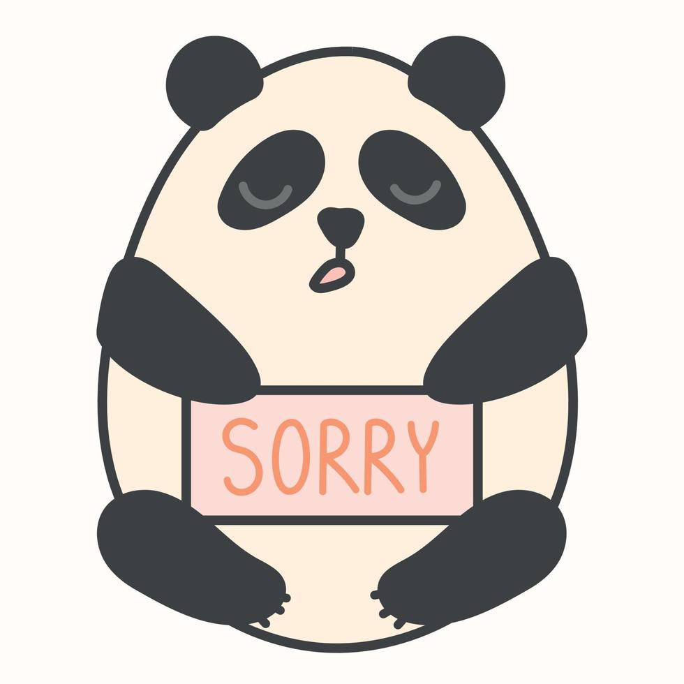 Cute cartoon baby panda with an inscription sorry. Vector isolated ...