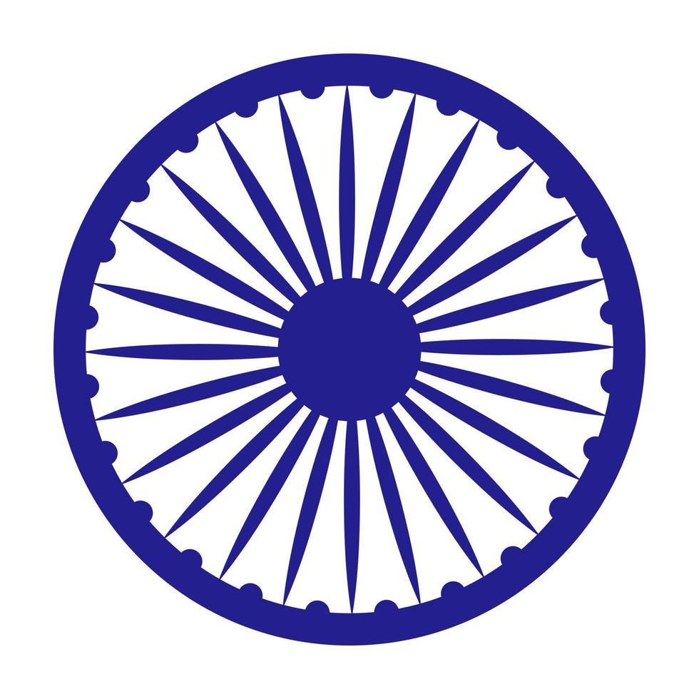 Ashoka Chakra Indian Symbol Blue Wheel Vector Illustration