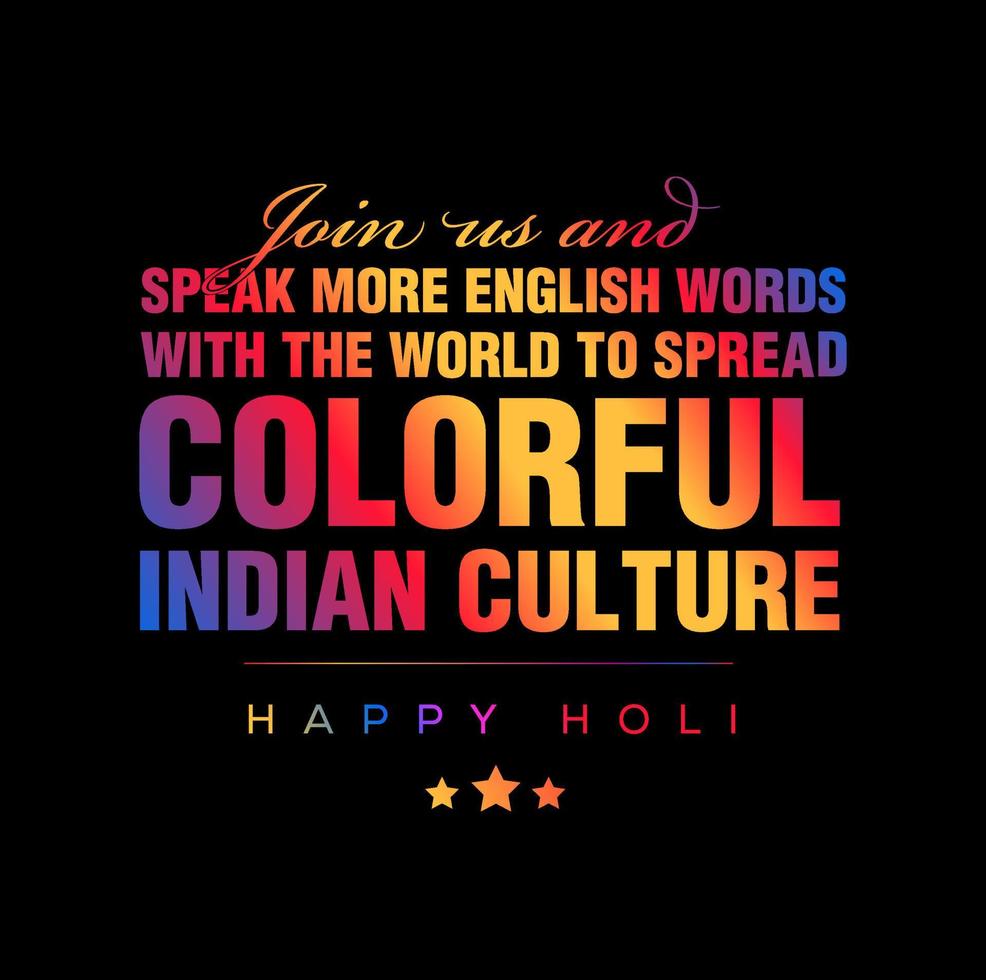 Happy Holi greetings with join us massage. vector