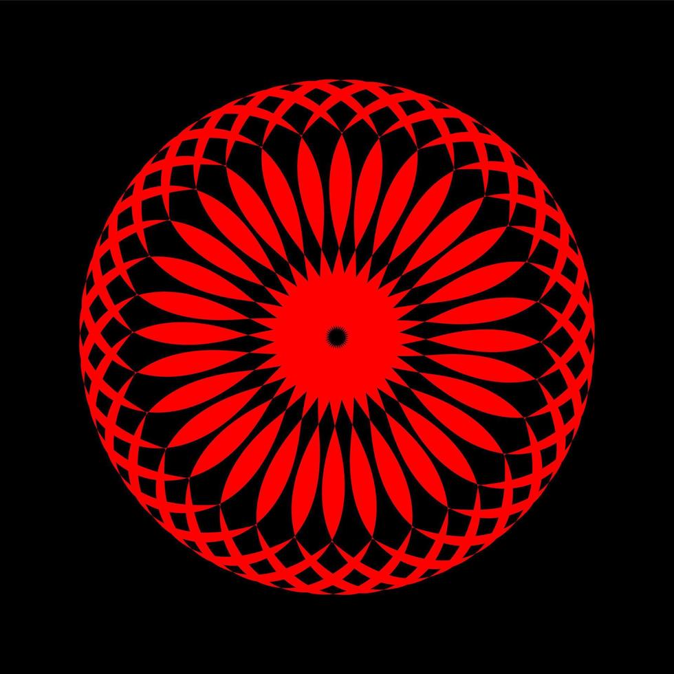 An abstract red intricated round vector mandala.