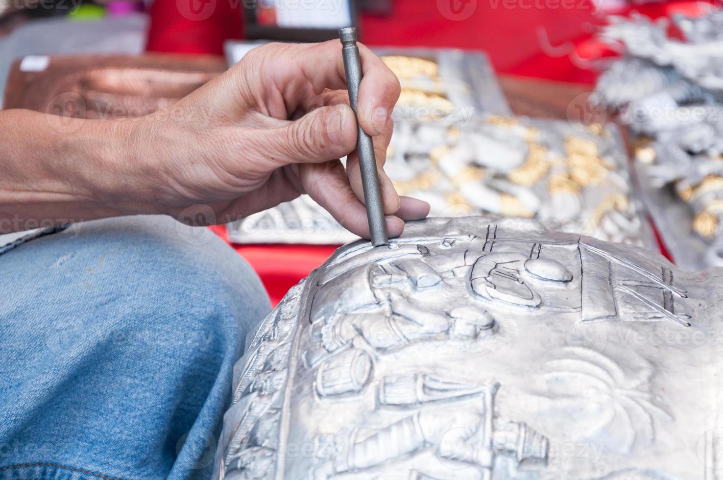 Silver carving art silver monastery wua lai chiangmai  Northern Thailand Public area , show for all people photo