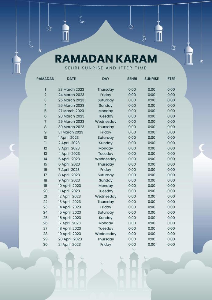 Ramadan Time Theme Template. Ramadan Calendar, Ramadan Lantern, Ramadan Dome, Mosque Abu Dhabi. vector