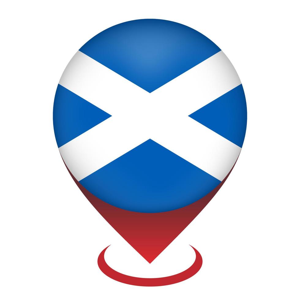 mapa puntero con Escocia. Escocia bandera. vector ilustración.