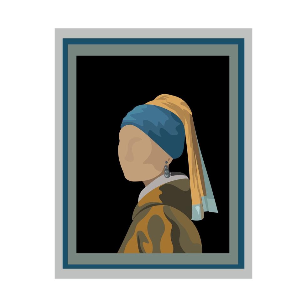 Painting Girl with a pearl earring, artist Jan Vermeer, vector parody