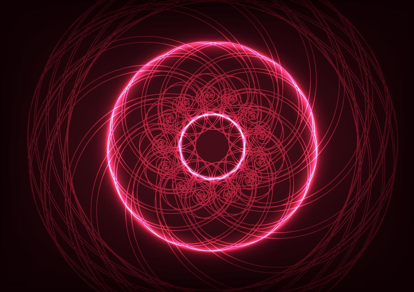 Abstract red light votex neon circle center twirl background vector