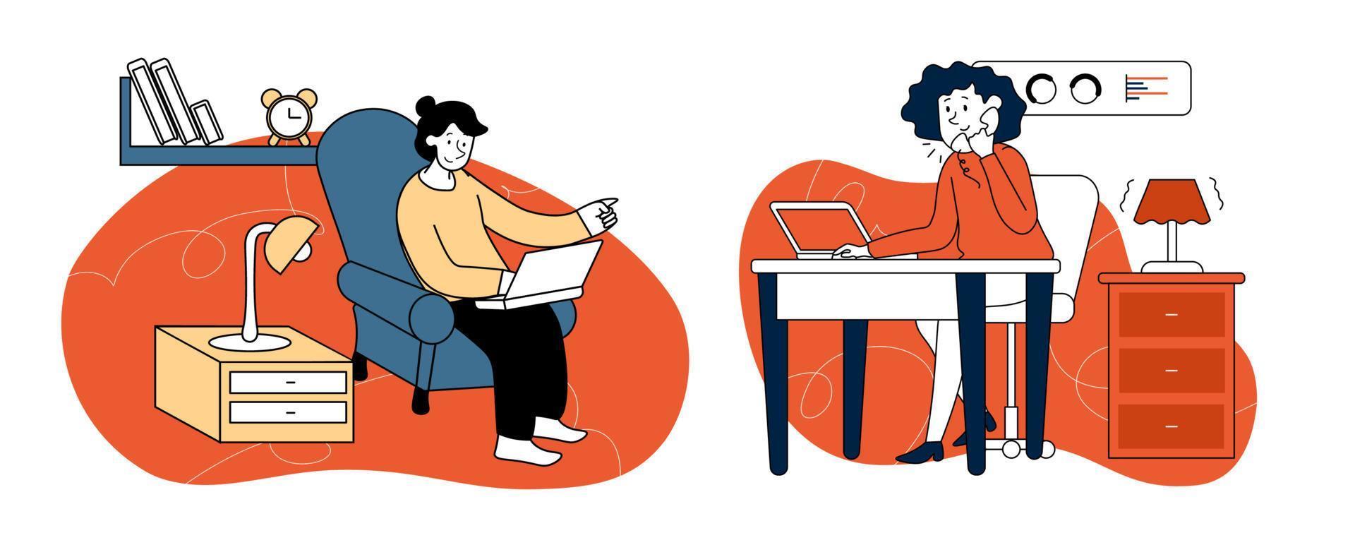 Work From Home Digital Nomaden Employee vector