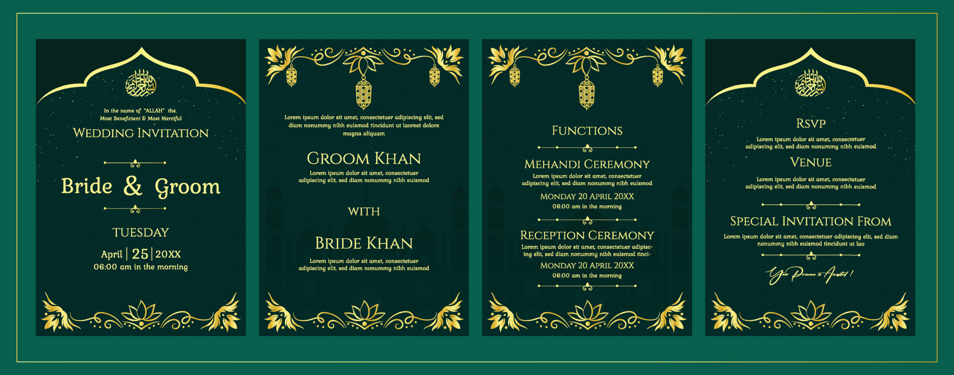 Islamic wedding card invitation template 21637526 Vector Art at Vecteezy Islamic wedding card invitation template 21637526 Vector Art at Vecteezy