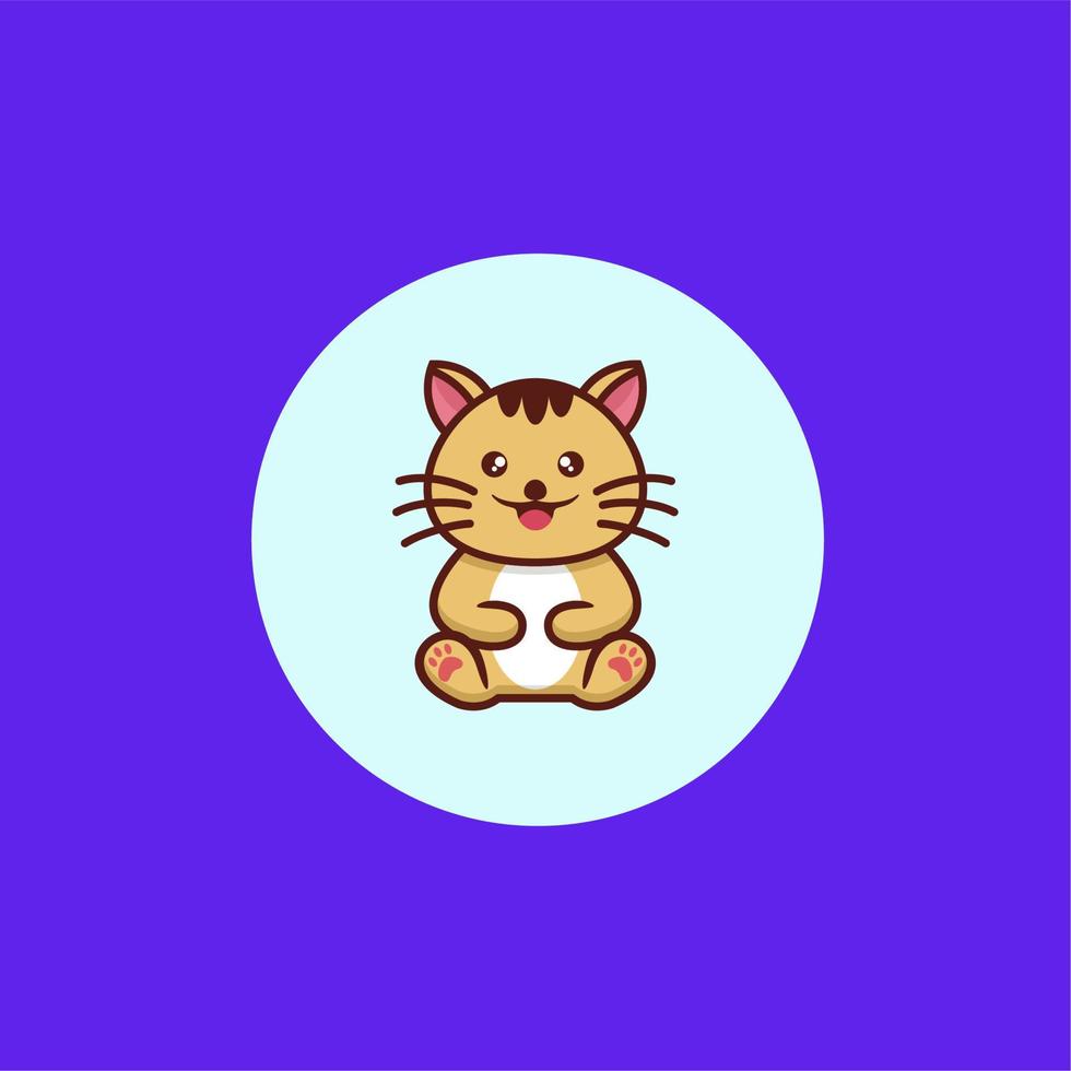 linda gato sentado logo diseño vector