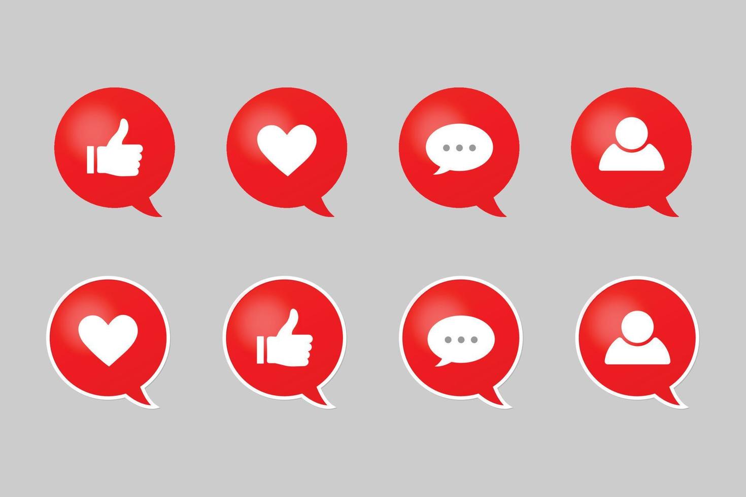 Like, follower, comment with social media icons set. vector