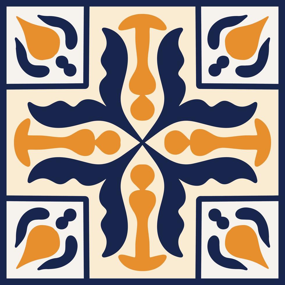 marroquí mosaico loseta con vistoso labor de retazos. Clásico Portugal azulejo, mexicano talavera, italiano mayólica ornamento, arabesco motivo o Español cerámico mosaico vector