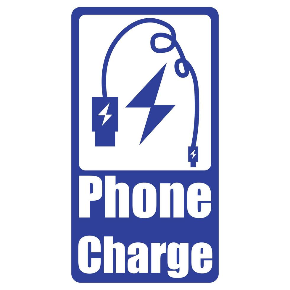 Phone charge sign, phone charging available sign, electricity to charge the phone tag, electricity plug for phone charging sign, charger sign vector, suitable for public areas, minimal design style vector