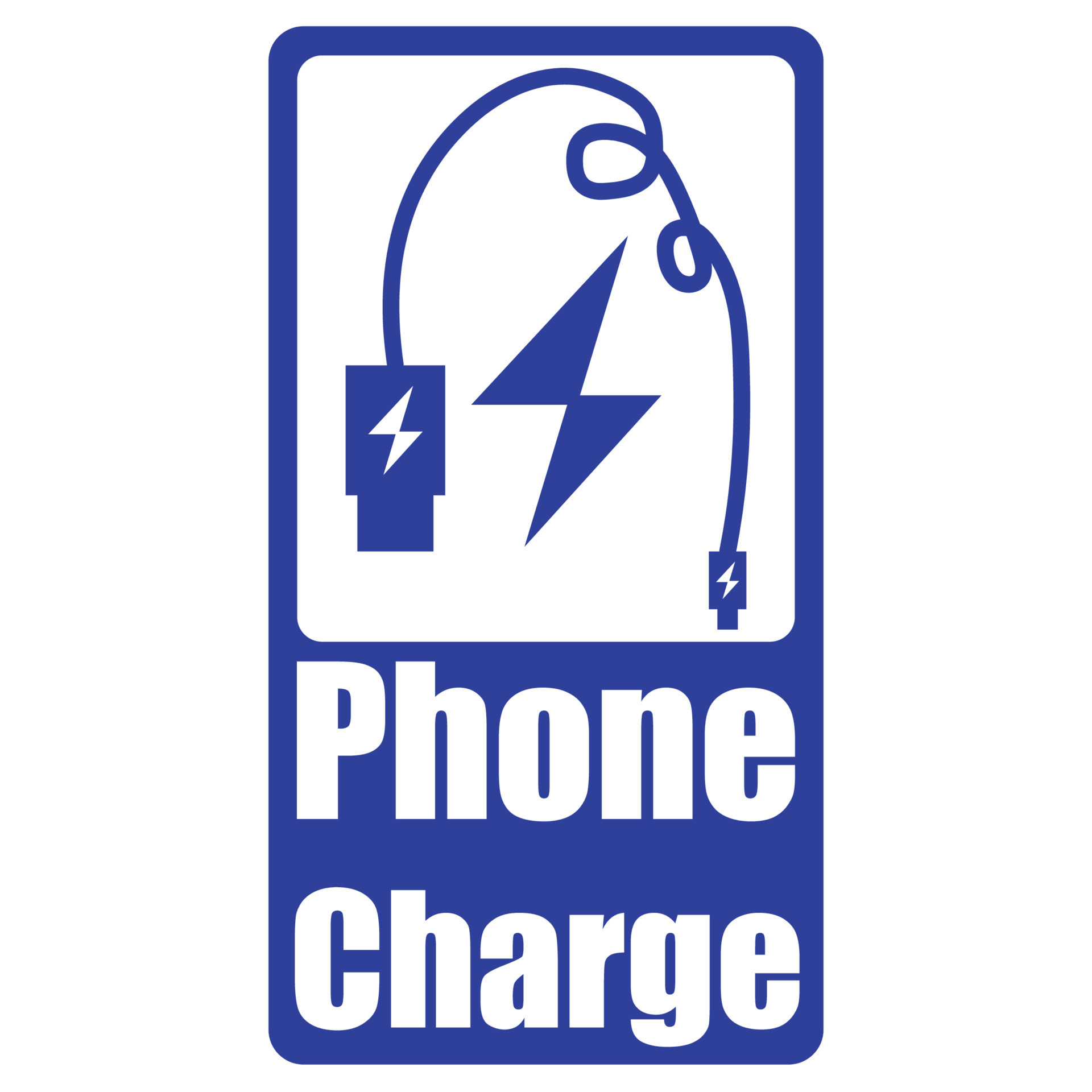 Phone charge sign, phone charging available sign, electricity to charge