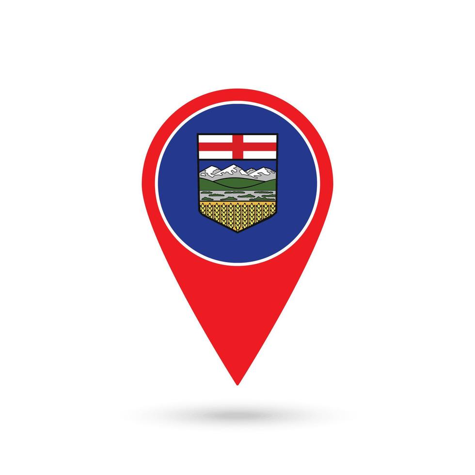 Map pointer with province Alberta. Vector illustration.