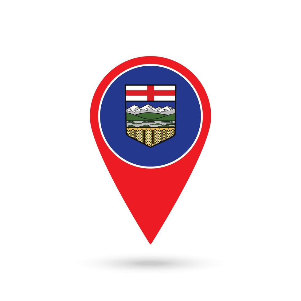 Map pointer with province Alberta. Vector illustration.