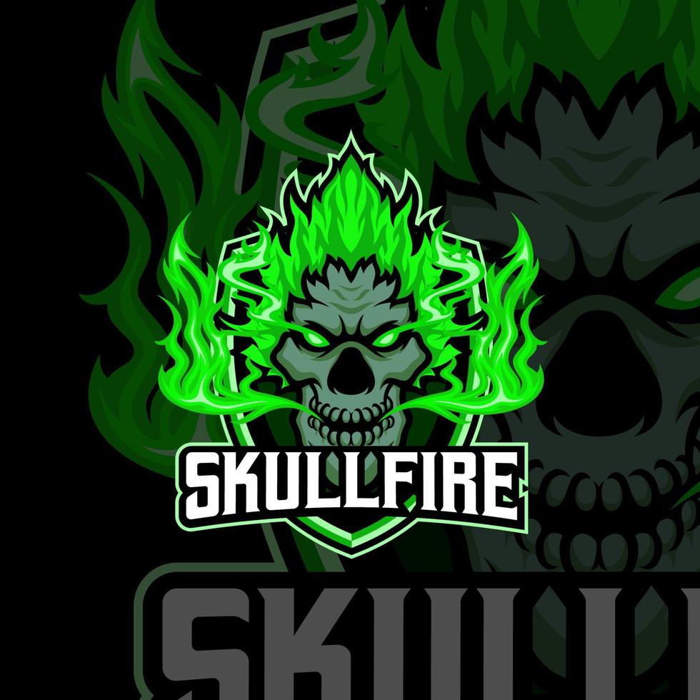 Skullfire masscot logo illustration premium vector