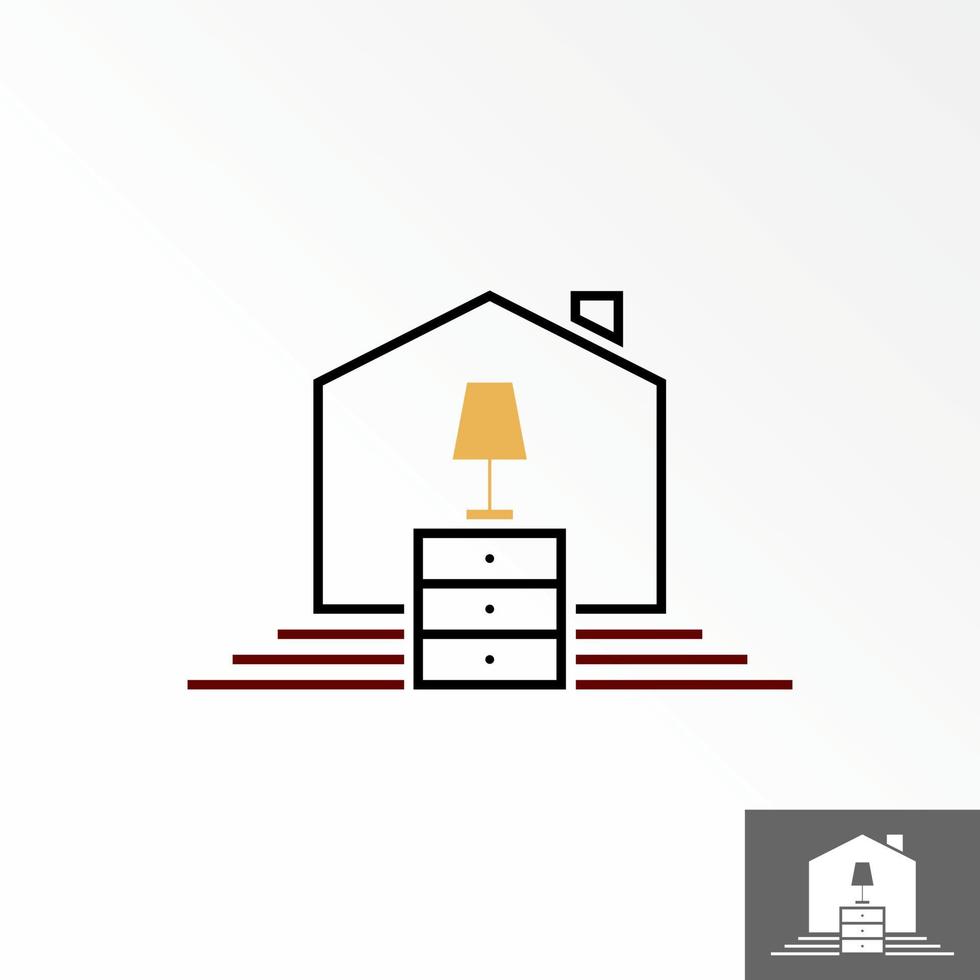 Simple roof house or home with window, table or sideboard, ladder, and lamp image graphic icon logo design abstract concept vector stock. Can be used as a symbol related to property or interior