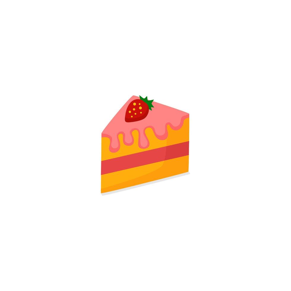 A piece of cake with a strawberry on the top. vector