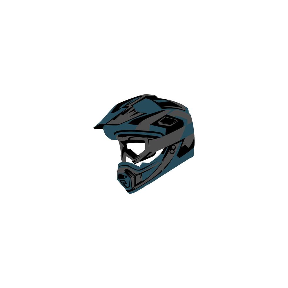 Black and silver helmet with dirt bike writing on it. vector