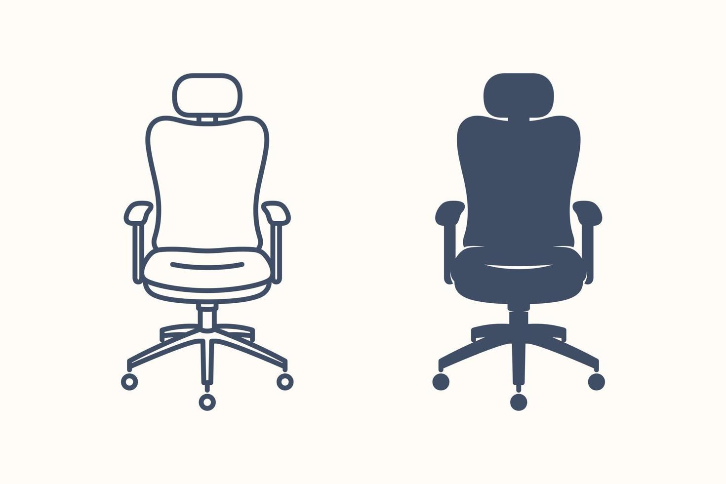 Elegant office chair icon. Linear icon and glyphicon. Business equipment. Armchair. Vector isolated illustrations