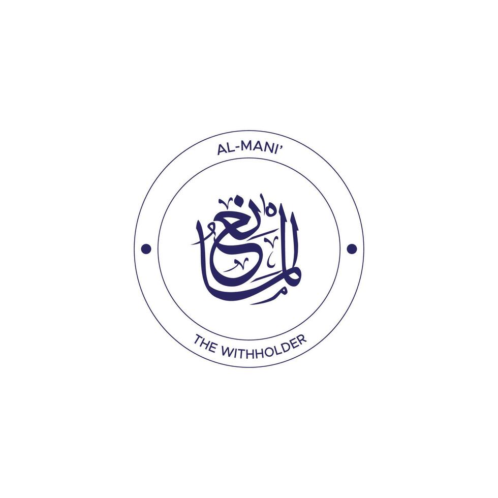 Allah's Name with meaning in Arabic Calligraphy Style vector