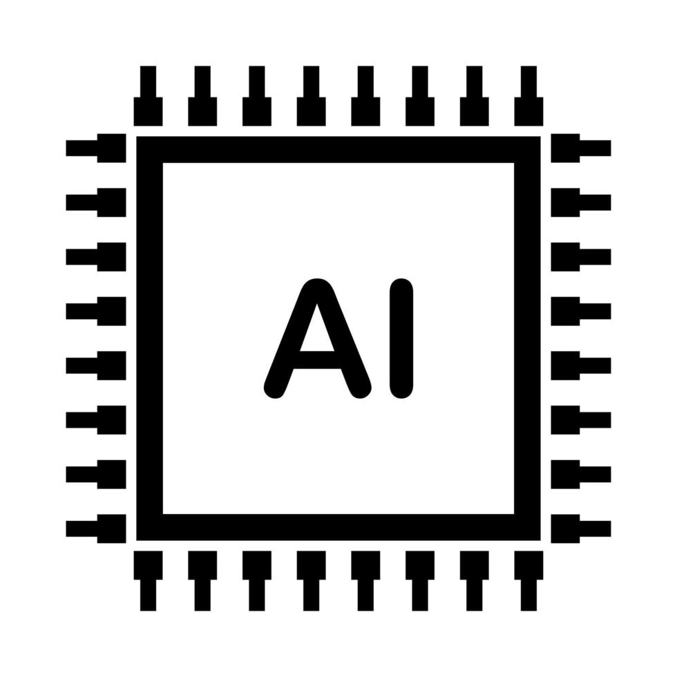 AI icon. Artificial intelligence icon. AI. Outline AI icon. Artificial intelligence sign. Vector illustration.