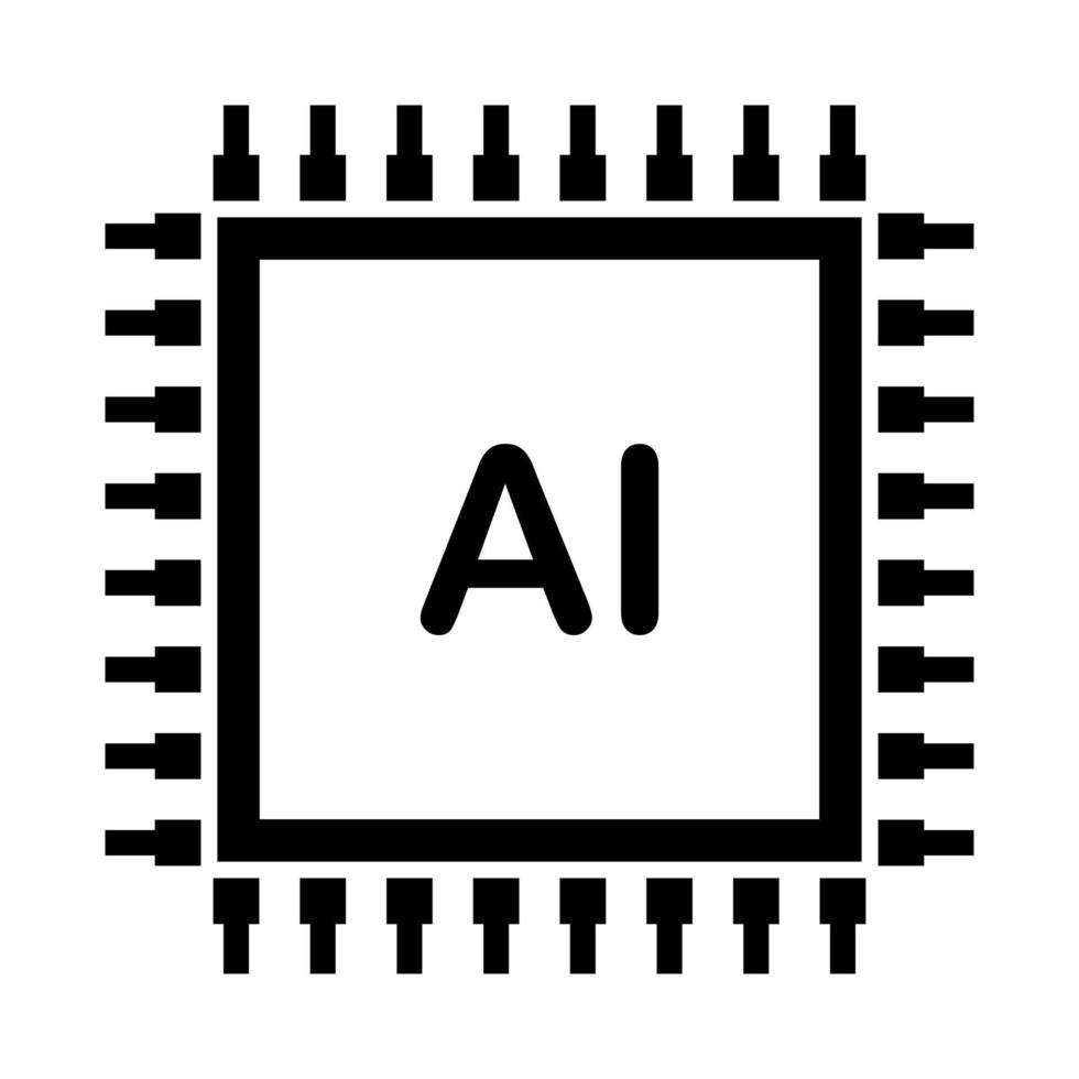 AI icon. Artificial intelligence icon. AI. Outline AI icon. Artificial intelligence sign. Vector illustration.